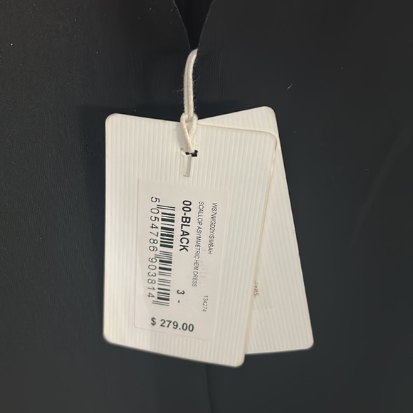 Ted Baker Simbah Scallop Asymmetric Hem Black Midi Dress Size 8 (Ted size 3) NWT - Picture 2 of 6